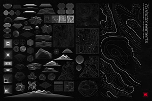 75 Wireframe Topo Elements Vectors