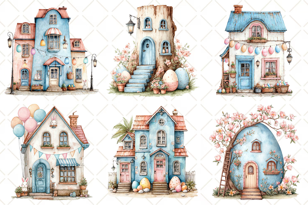 Whimsical Easter House Clipart, an Illustration by Black Bird Studio (Photo 3 of 6)