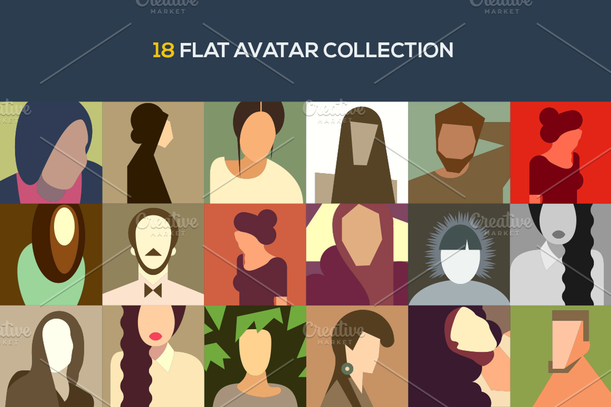 18 flat avatar collection, a Templates & Theme by PREMIUMVECTOR