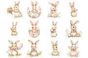 Easter clipart with rabbits, an Illustration by Designking (Thumbnail 2 of 4)