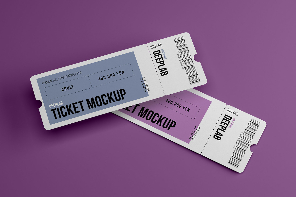 Tickets Mockup Set - 17 styles, a Print Template by Deeplab (Photo 13 of 20)