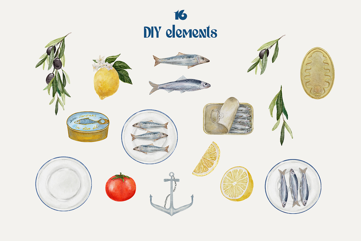 Sardine Watercolor Aesthetic, a Food Illustration by Catch the Dream Art (Photo 3 of 10)