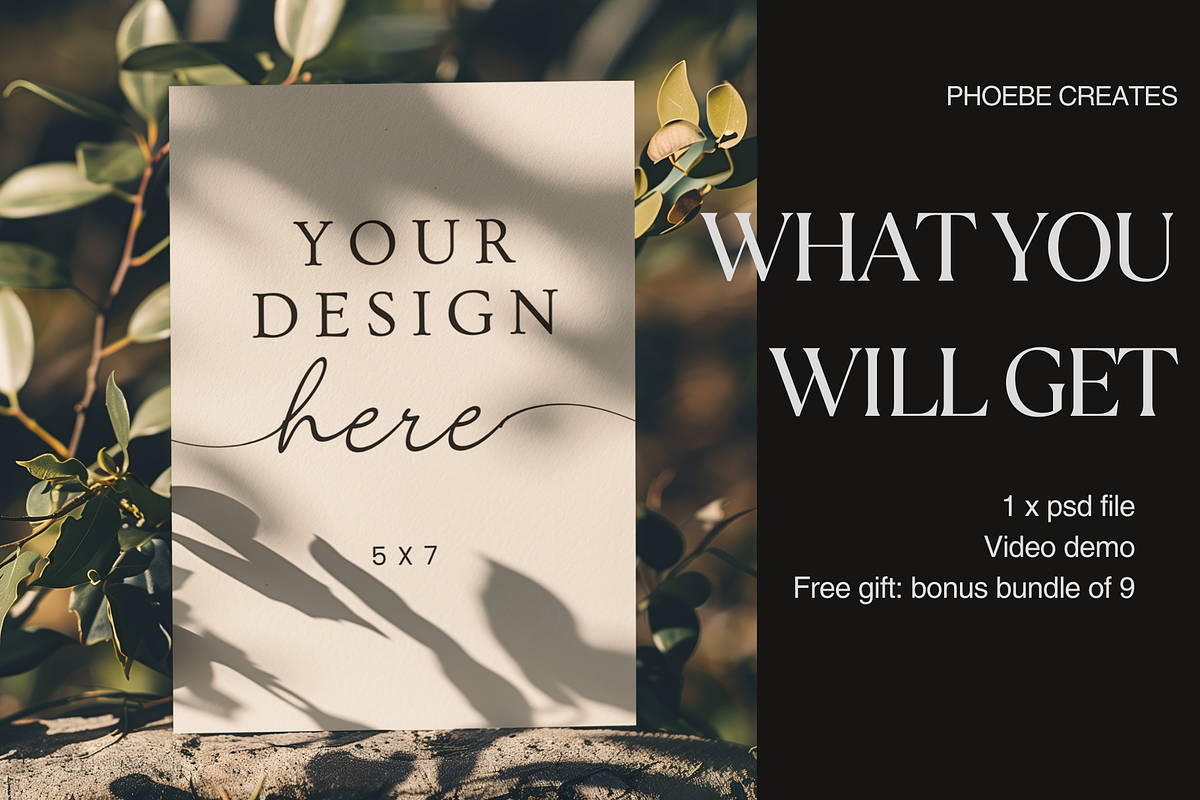 Olive Branch 5x7 Card Mockup – PSD, a Mockup by PhoebeCreates (Photo 2 of 6)