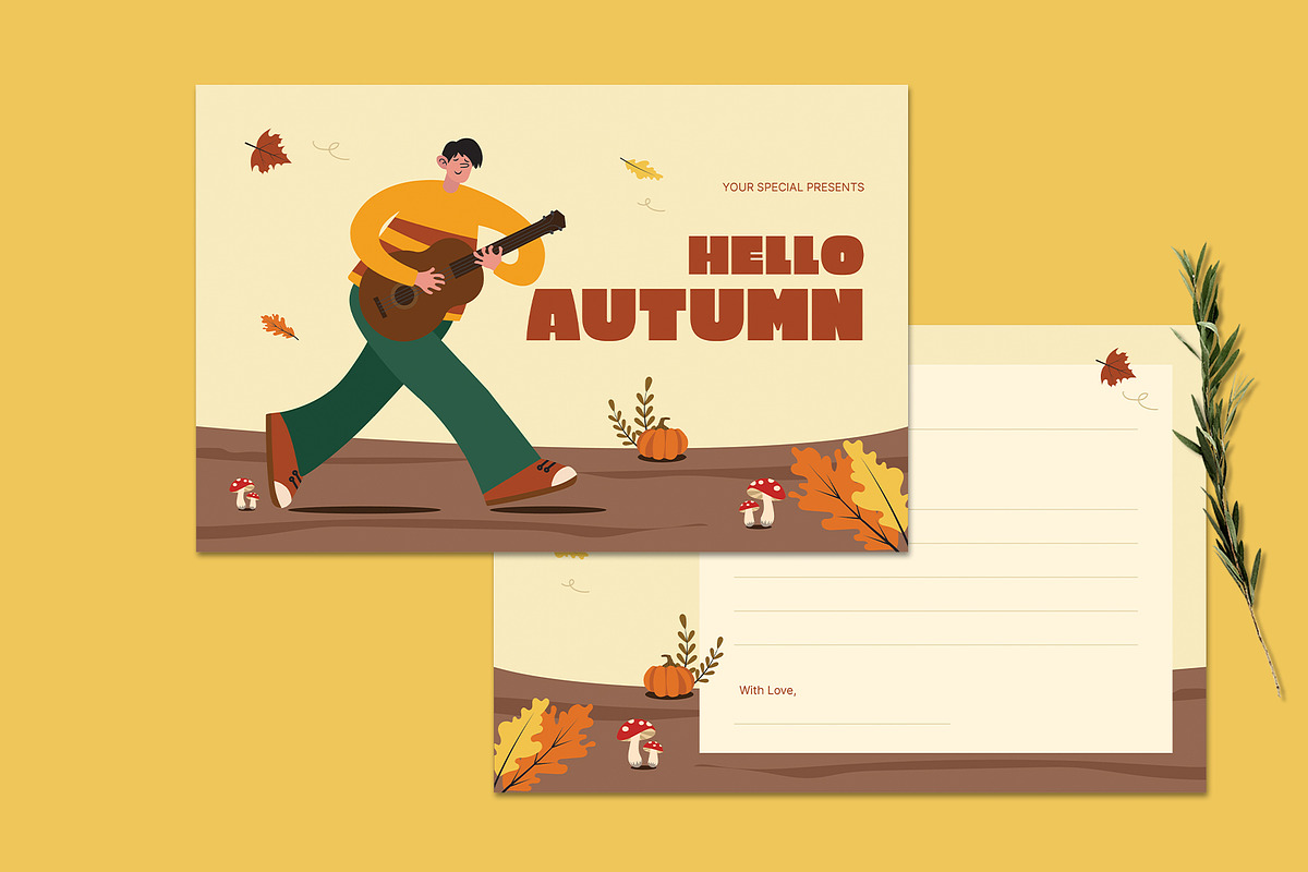 Hello Autumn Greeting Card Template, a Card Template by Neermana (Photo 2 of 4)