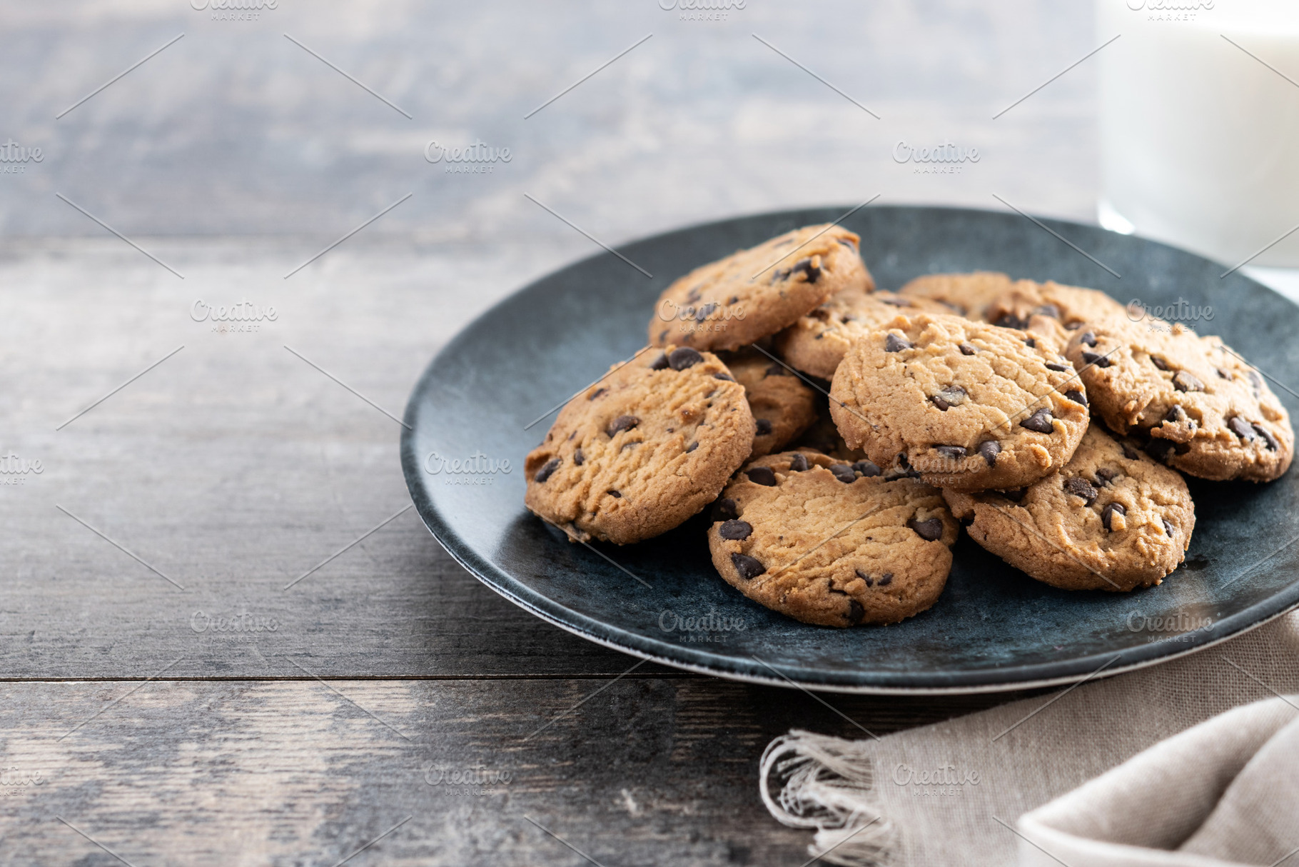 Chocolate chip cookies and milk for breakfast, a Food & Drink Photo by etorres69