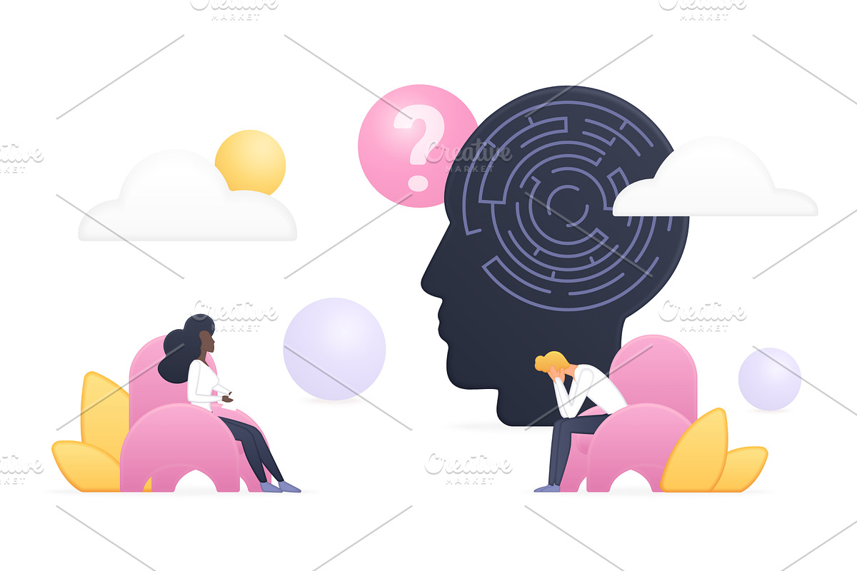 Psychotherapy Session Mental Maze, an Illustration by Lemberg Vector