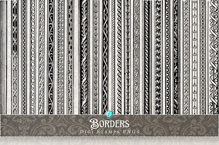 Border Digi Stamps Decorative PNGs, an Object Graphic by Emily Designs