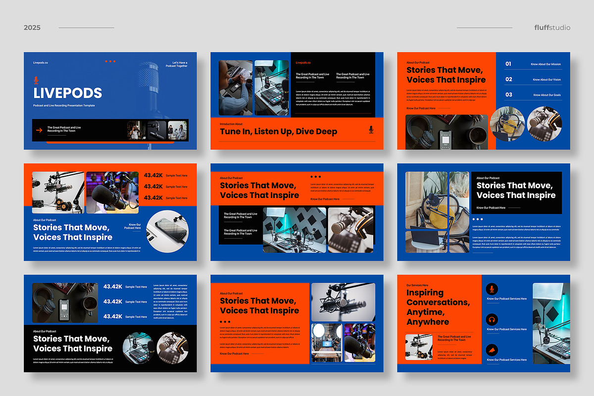 Podcast & Radio Powerpoint Template, a Presentation Template by fluffstudio (Photo 2 of 4)