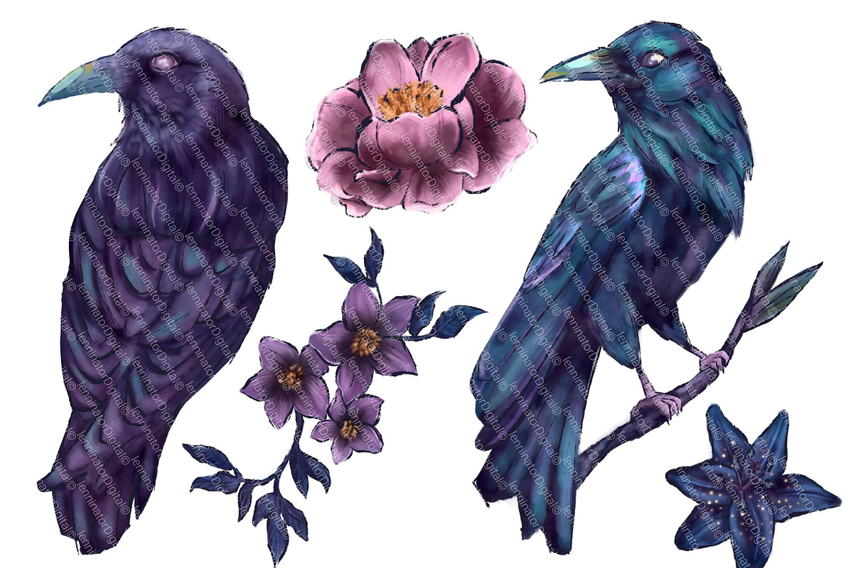 Celestial Raven PNG Clipart, an Animal Illustration by Lenninator Digital (Photo 3 of 9)