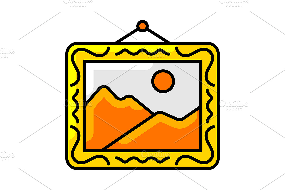 Hanging picture icon., a Solid Icon by incomible