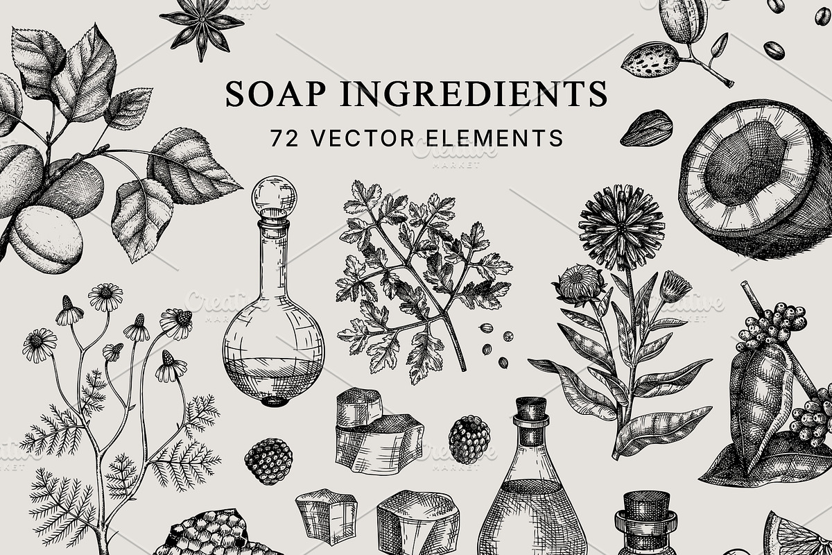 Hand-Drawn Soap Making Vector Set, a Healthcare Illustration by Yevheniia (Photo 3 of 11)