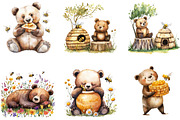 Bear and Bee Watercolor Clipart PNG, a Seasonal Illustration by Designking (Thumbnail 5 of 5)