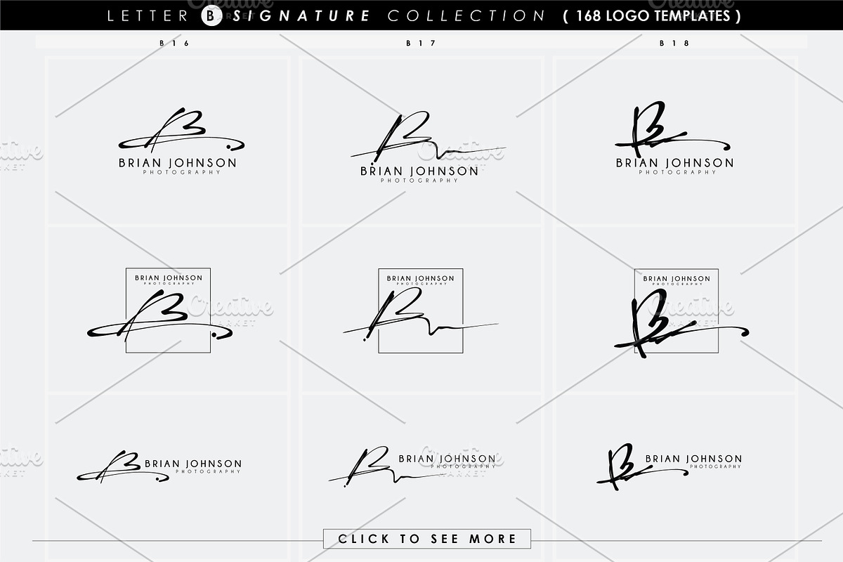 168 LETTER B SIGNATURE monogram logo, a Branding & Logo Template by Whimsical Logoshop (Photo 12 of 16)