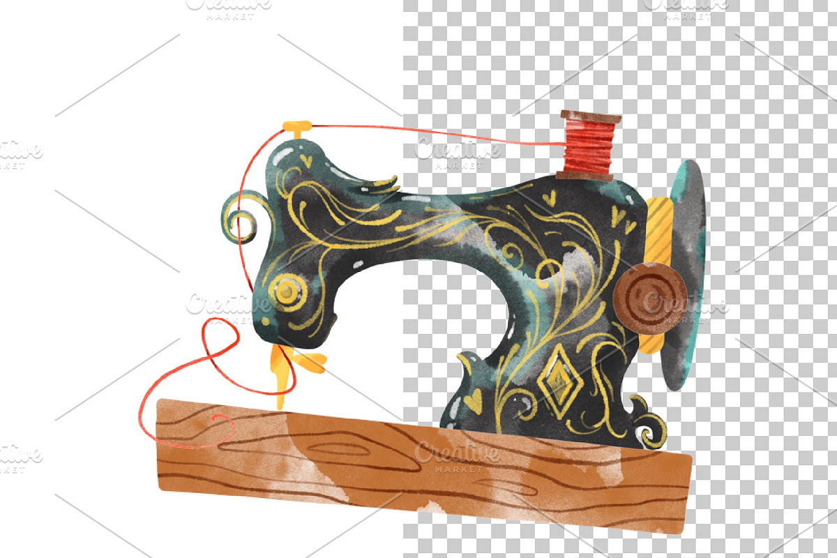 Watercolor Sewing kit Clipart, a Work Illustration by NKTKNS (Photo 6 of 6)