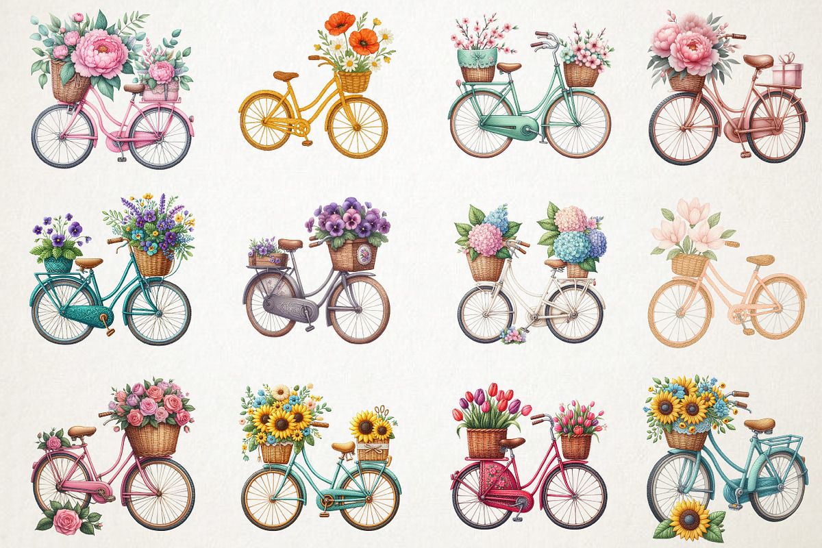 Embroidery Bicycle Clipart Bundle, an Illustration by RobertsArt (Photo 7 of 7)