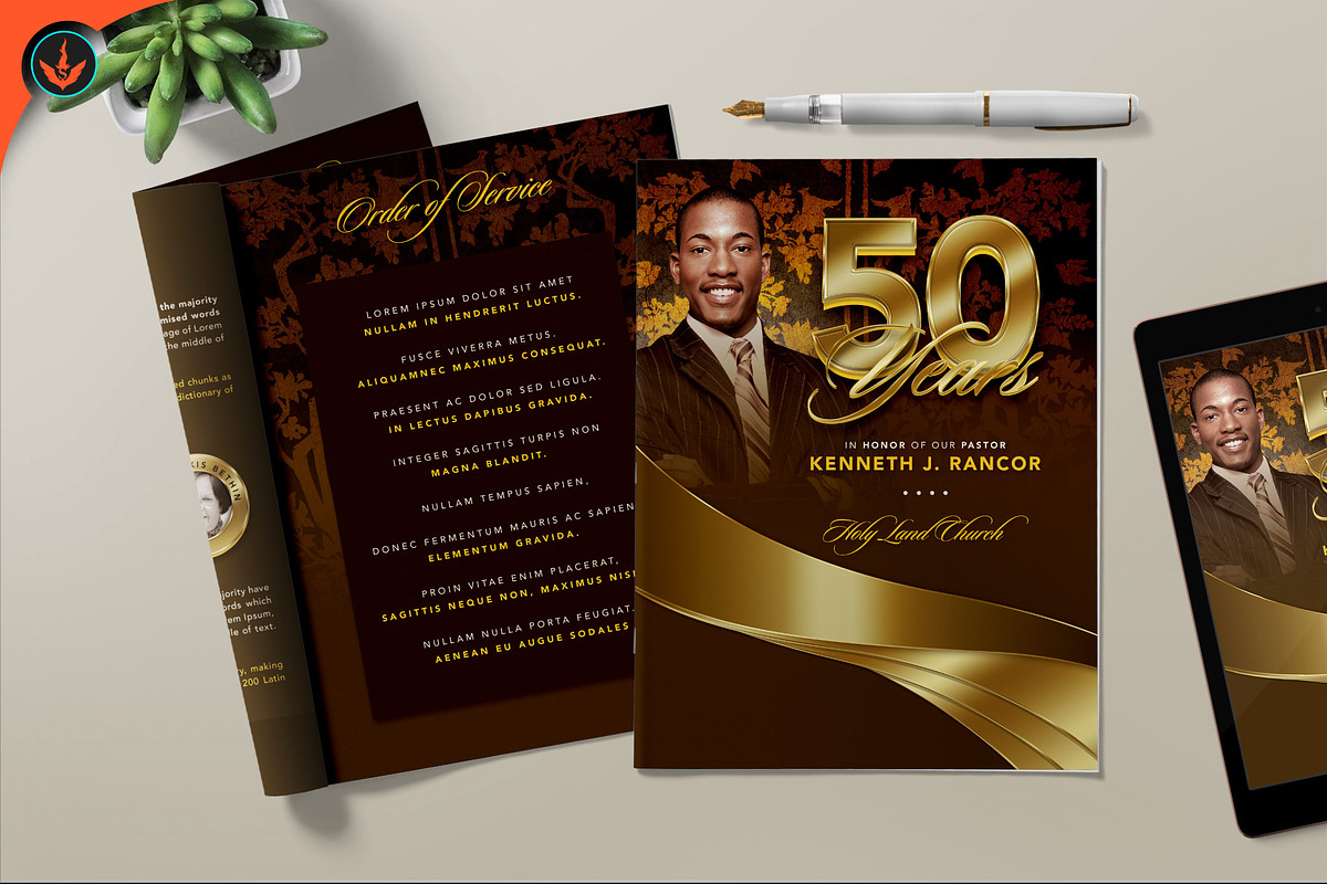 Gold Pastor Anniversary Program, a Brochure Template by SeraphimChris (Photo 4 of 6)