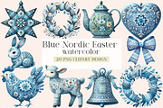 Blue Nordic Easter Sublimation Clipa, an Illustration by DreamArtGraphic (Thumbnail 1 of 4)