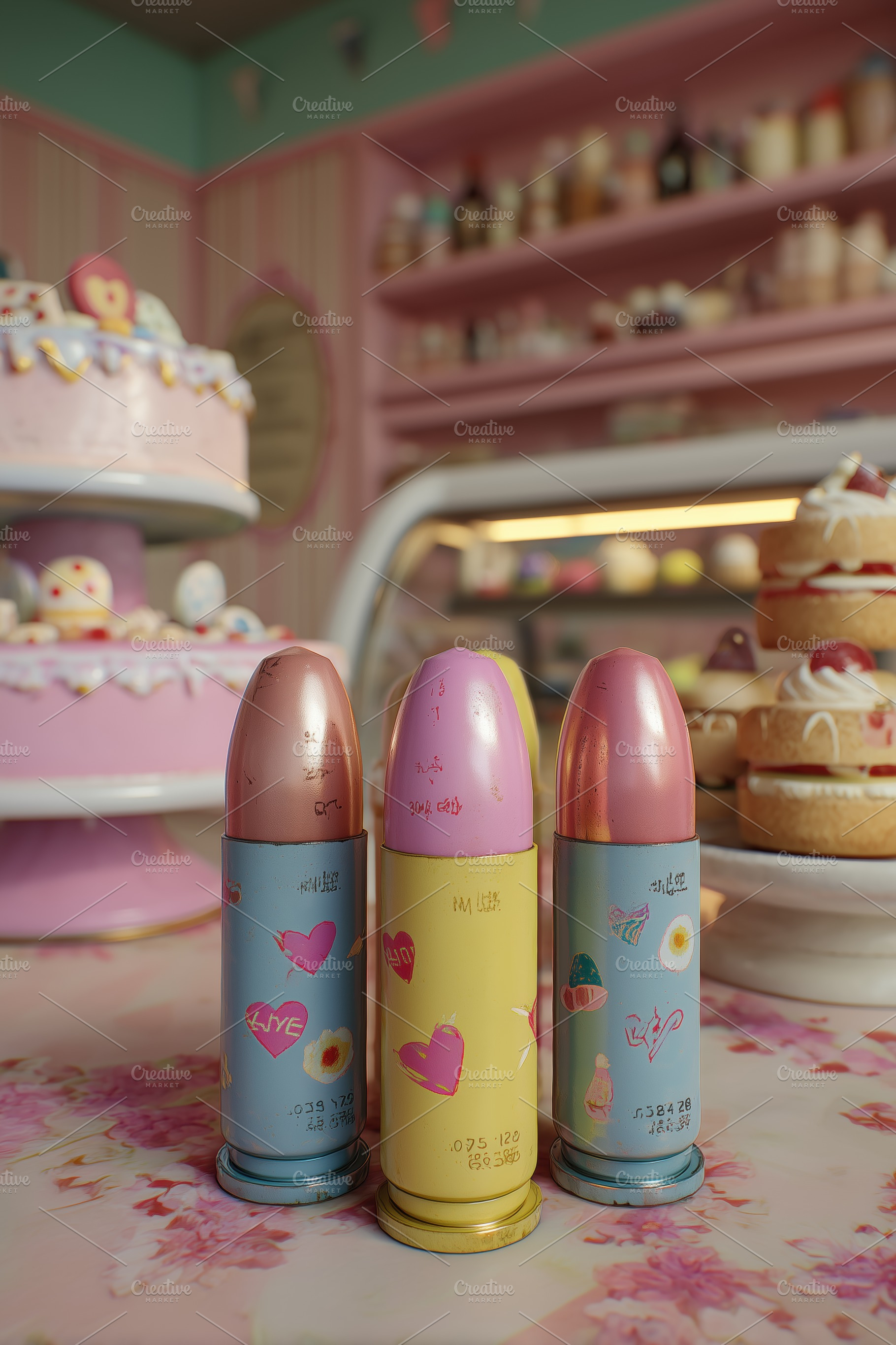 A colorful display of three decorative spray bottles in pastel colors, placed i, an Arts & Entertainment Photo by Textures & Backgrounds