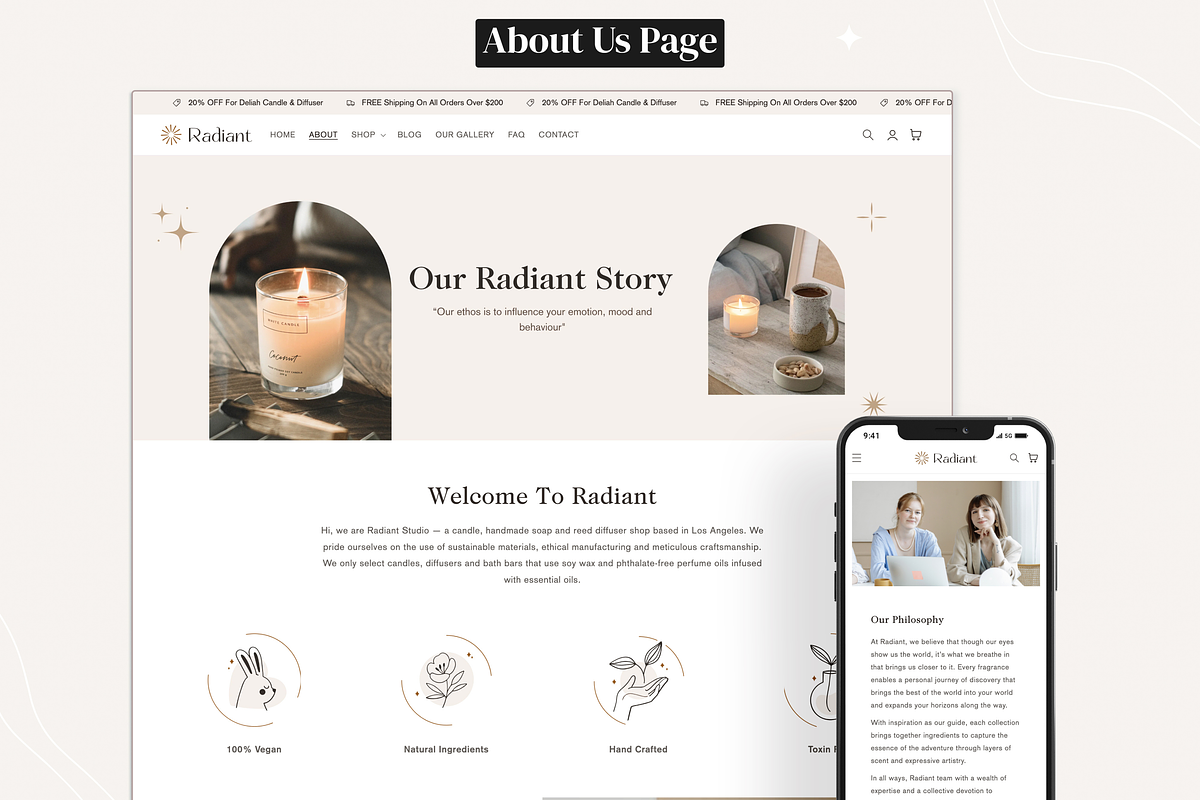 Radiant - Candle Shopify Theme, a Shopify Template by InspiredTheme (Photo 3 of 9)