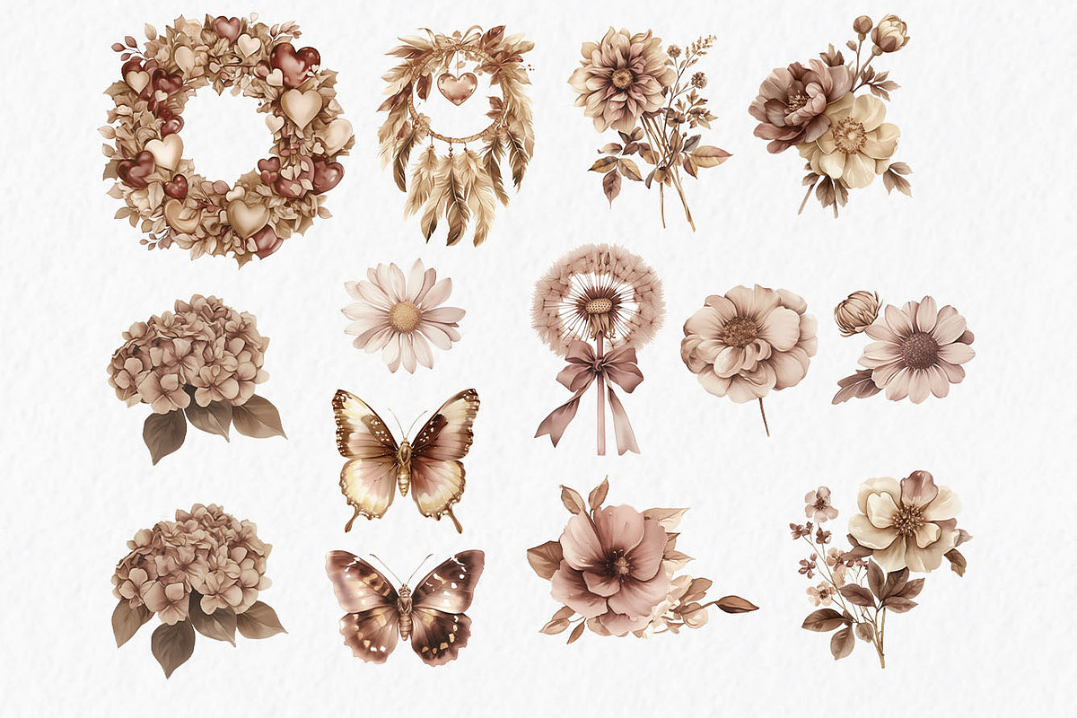 Boho Valentine Clipart PNG, a Seasonal Illustration by MyLittleMeow (Photo 7 of 7)