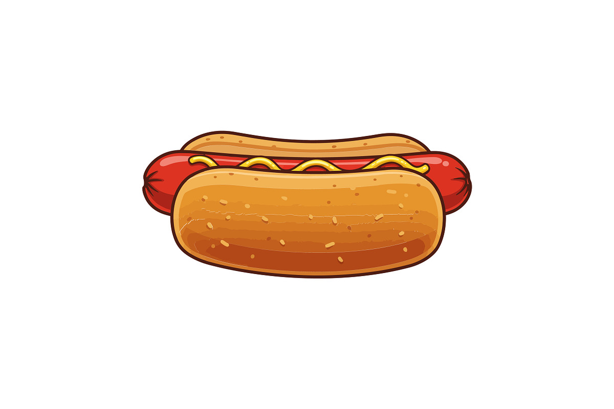 A delicious hot dog with mustard and, an Illustration by designvectx