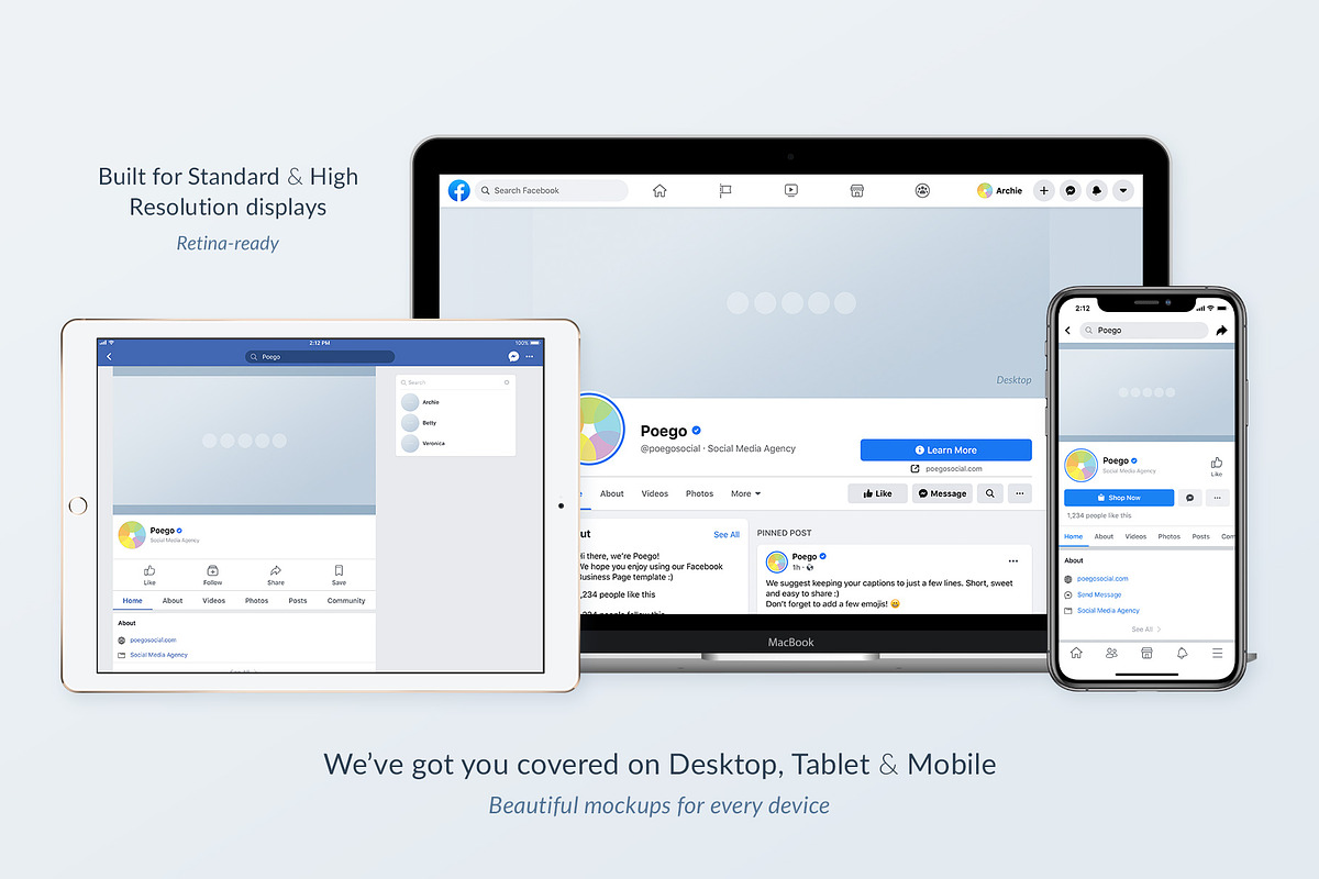 Facebook Social Media Mockups Pack, a Social Media Template by Poego Social (Photo 2 of 11)