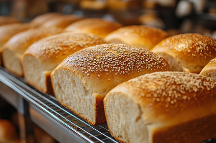 Freshly baked, golden brown bread lo, a Background Photo by Pixeness