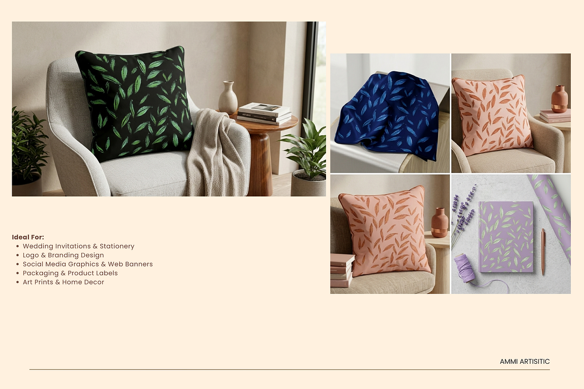 Organic Greenery Watercolor, a Pattern Graphic by AMMi (Photo 3 of 3)