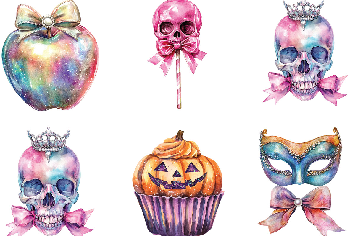 Iridescent Coquette Halloween Clipar, an Illustration by CraftArtStudio (Photo 3 of 6)