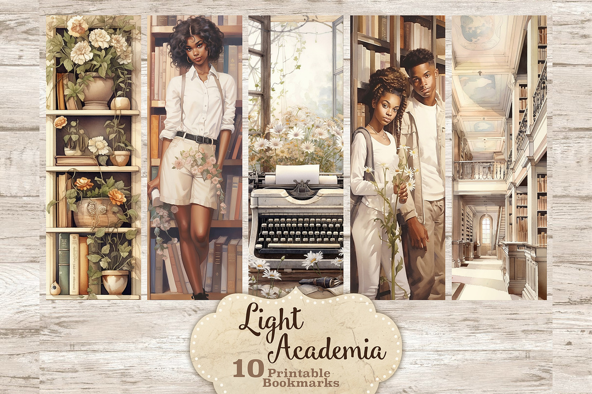 Light Academia Printable Bookmarks, an Education Illustration by GlamArtZhanna (Photo 1 of 3)