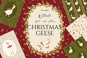 Christmas geese collection, an Animal Illustration by SirenaArt (Thumbnail 1 of 15)