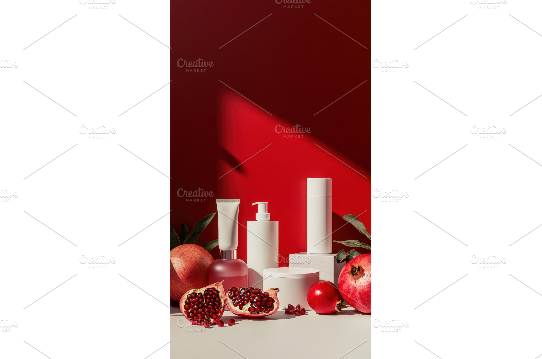 Elegant pomegranate skincare display, a Beauty & Fashion Photo by Beautiful things