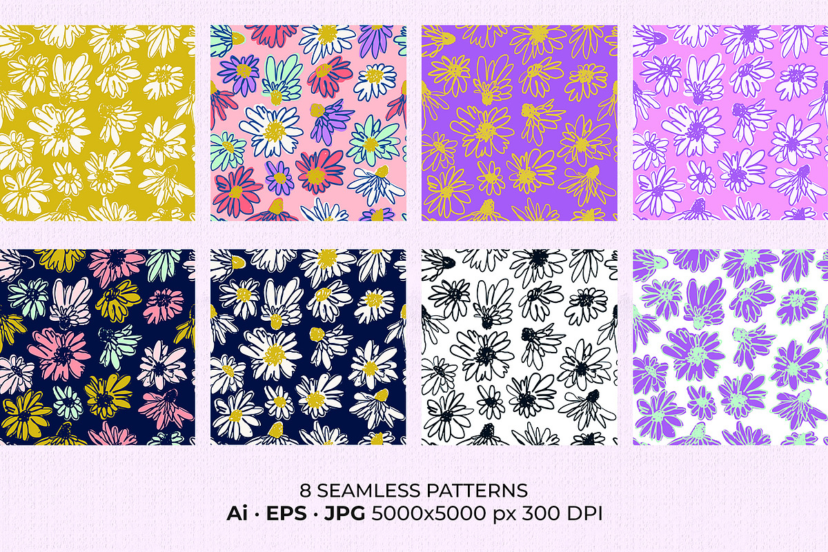 Sketchy Daisy Naive Floral Patterns, a Pattern Graphic by Rose Design (Photo 3 of 9)