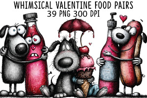 Whimsical Valentine Food Pairs Clipa, an Illustration by CraftArtStudio