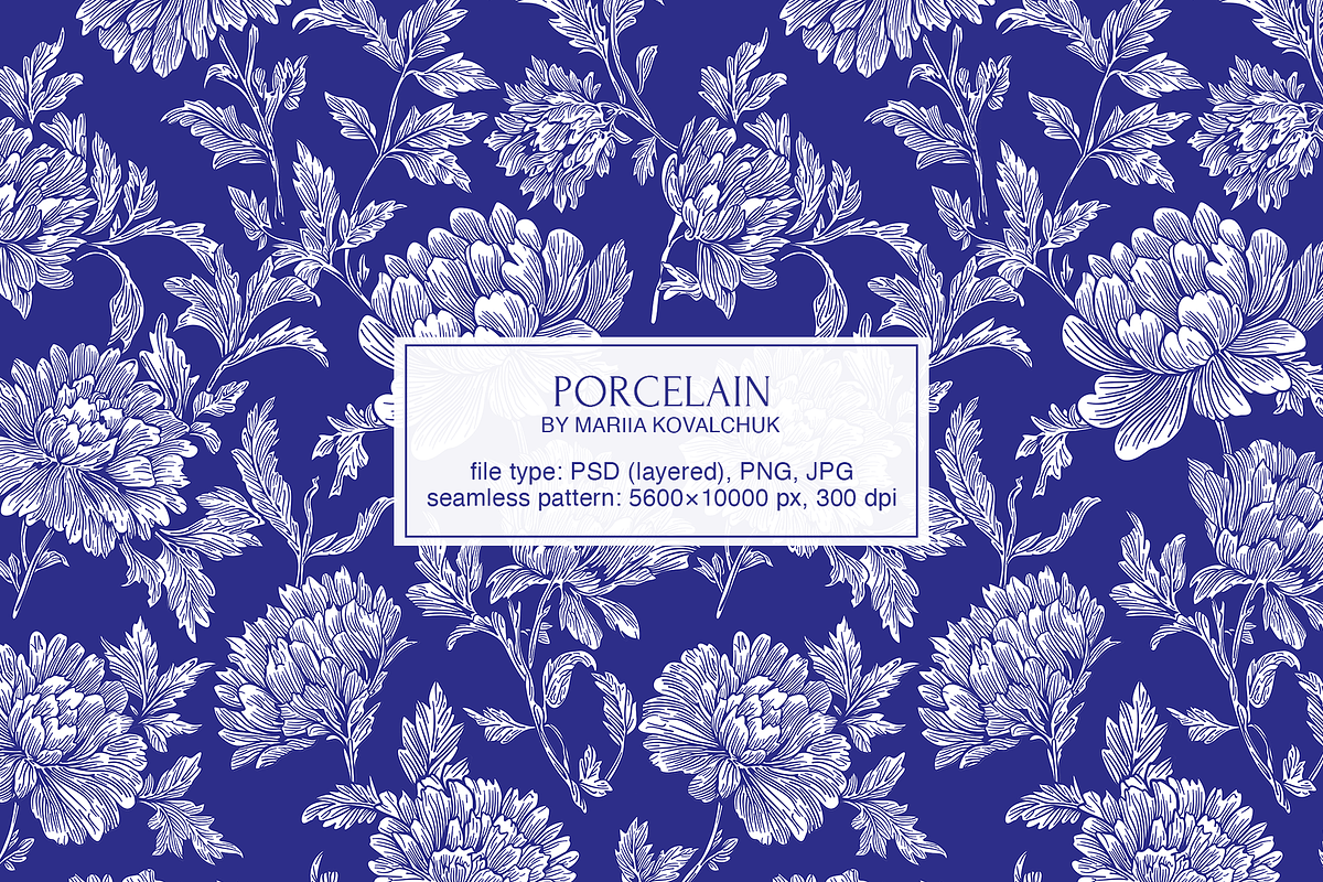Porcelain Delicate Floral Pattern, a Pattern Graphic by Mariia Kovalchuk (Photo 2 of 14)