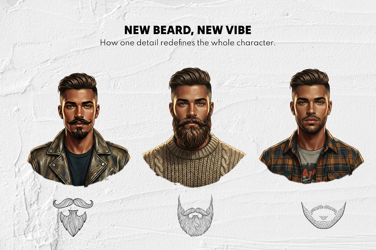 150 Beard & Mustache Procreate Stamp, a Brush Add-On by Selentaori Studio (Photo 10 of 12)
