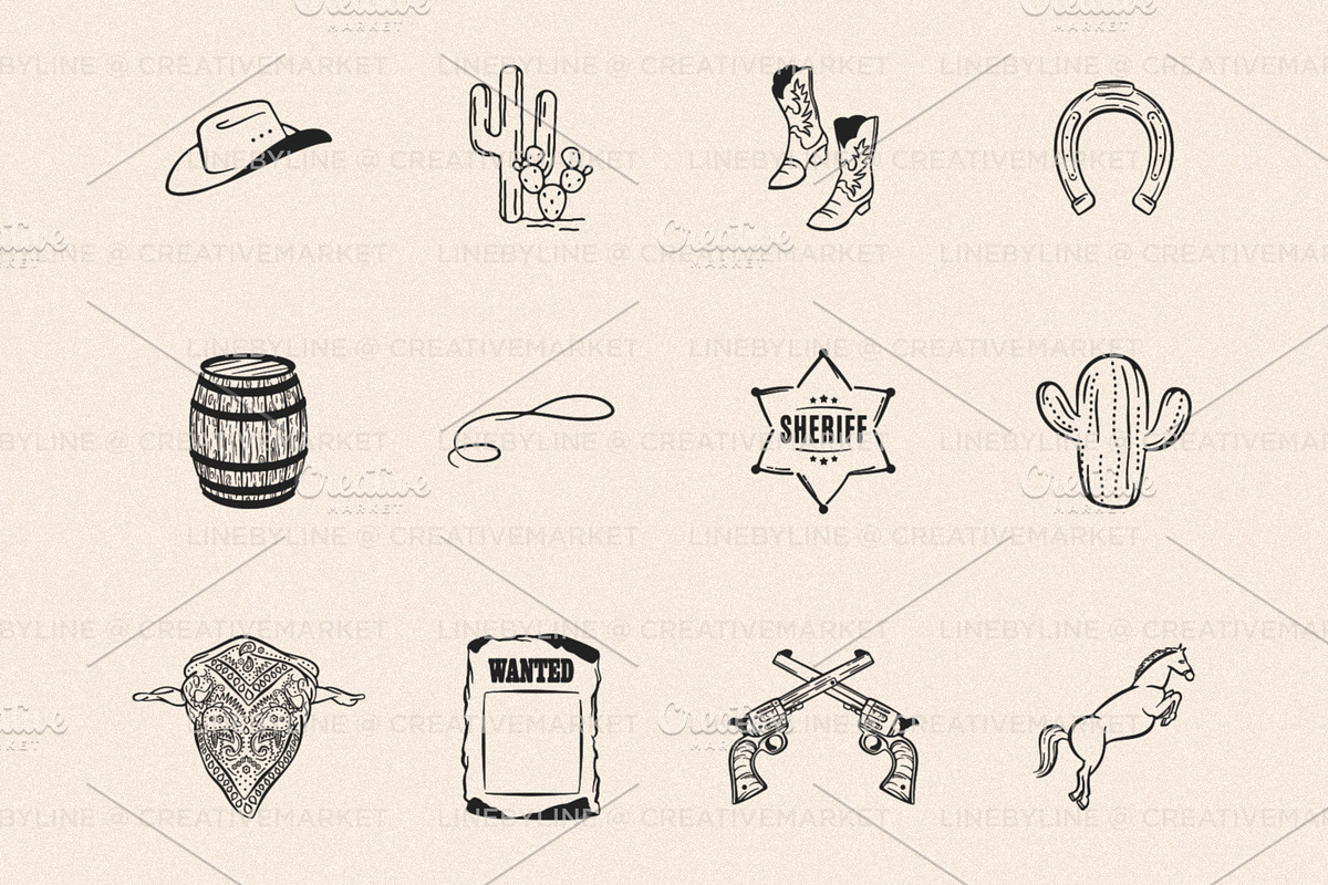 Wild West Hand Drawn Illustration, an Object Graphic by LineByLine (Photo 2 of 2)