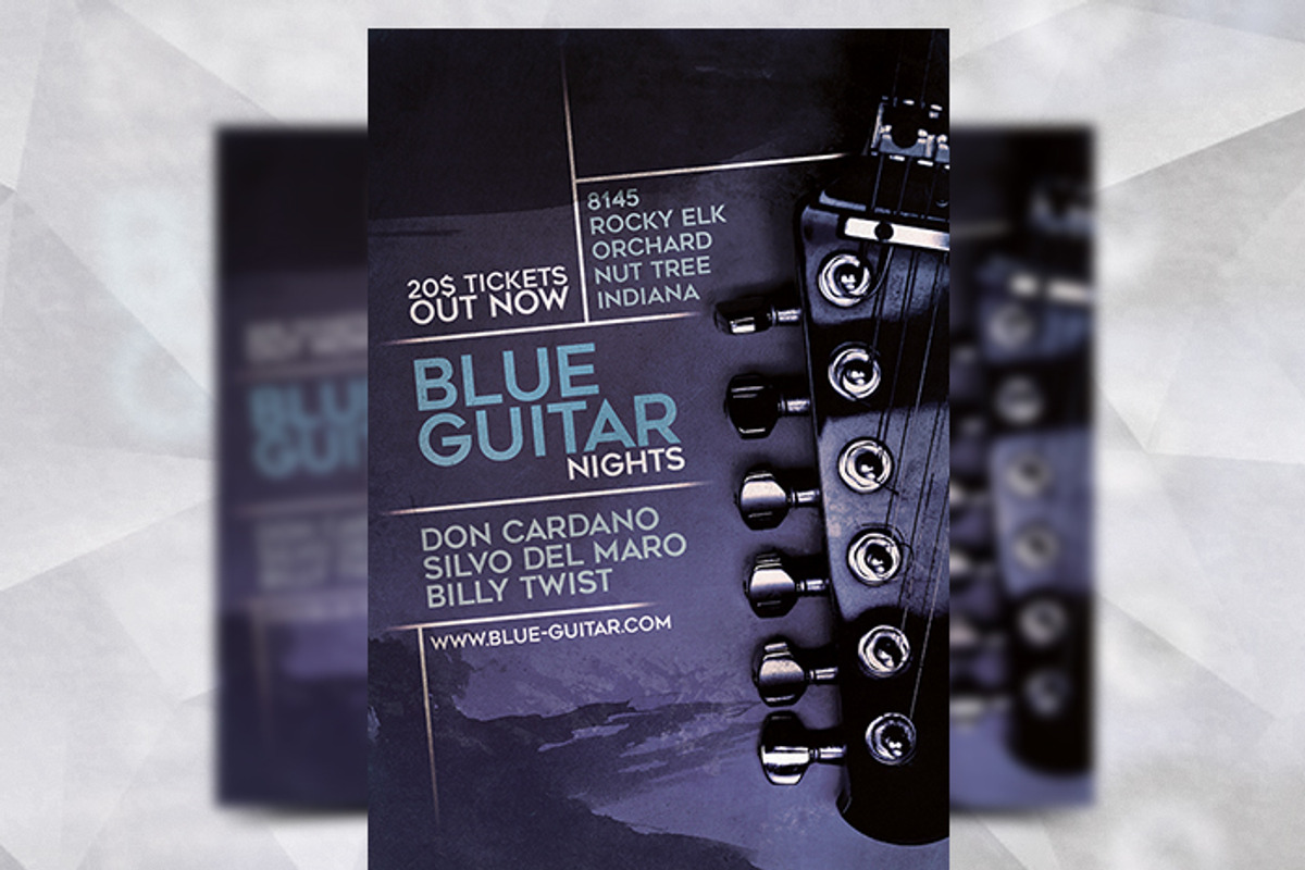 Blue Guitar - Flyer Template, a Flyer Template by Flyermarket (Photo 2 of 3)
