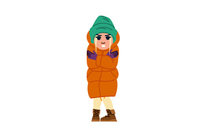 Frozen girl shivering in winter, an Object Illustration by pikepicture