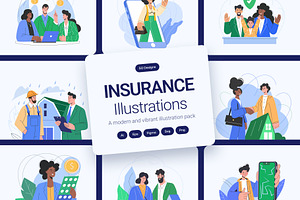 Insurance Illustration Art Set, a Finance Illustration by Creative Stall