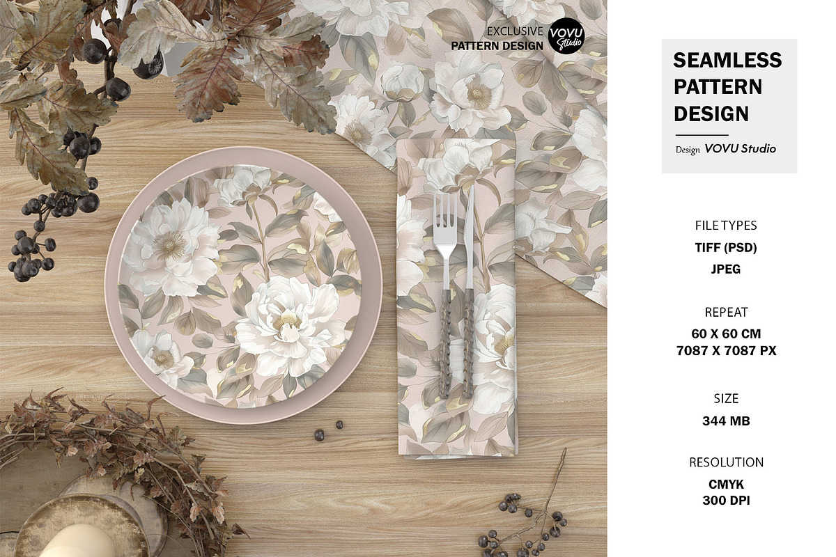 Elegant Camellia | Pattern Design, a Pattern Graphic by VOVU Studio (Photo 7 of 8)
