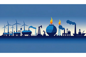 Energy industry illustration with, an Illustration by tilialucida