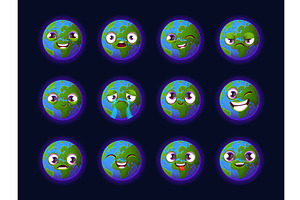 Earth planet emoji. Cartoon planets, an Object Illustration by Stock-Smart-Start