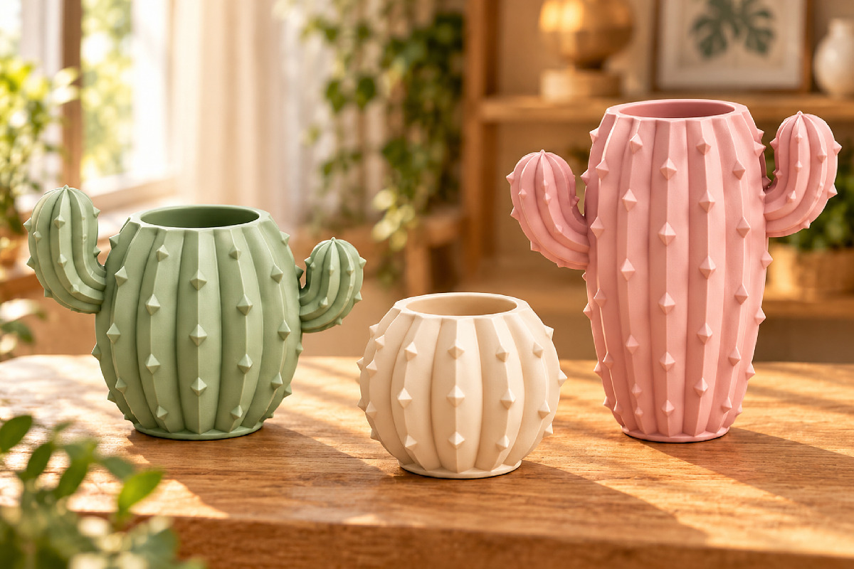 Cactus Vase Planter 3D STL, a Scene 3D Model by Layerology (Photo 3 of 4)