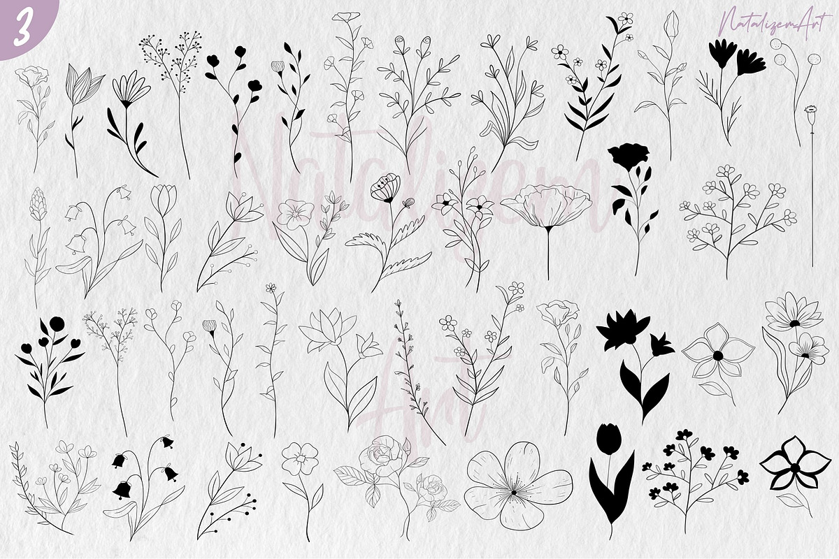 100 Flowers Procreate Stamps, a Brush Add-On by NataliArt (Photo 4 of 5)
