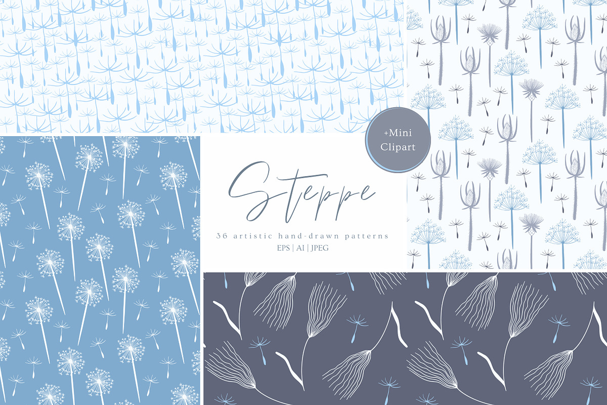 Hand-drawn wildflowers patterns, a Pattern Graphic by Enia Grace (Photo 1 of 15)