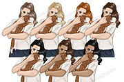 Pets Girls Clipart, a Person Illustration by GlamArtZhanna (Thumbnail 5 of 7)