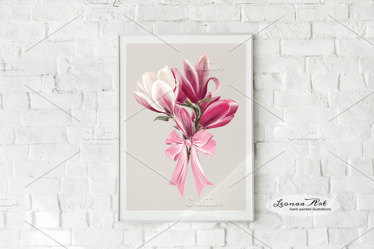 Magnolia Clipart Set, a Seasonal Illustration by Leonaa art (Photo 6 of 10)