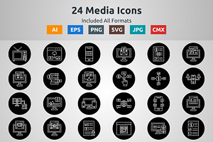 Line Circle Inverted Media Icons