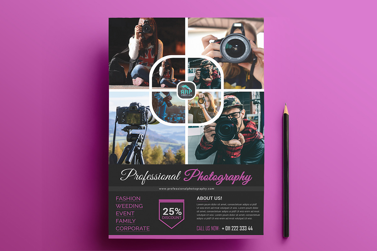 Photography Flyer Template, a Flyer Template by ARP Creation (Photo 1 of 7)